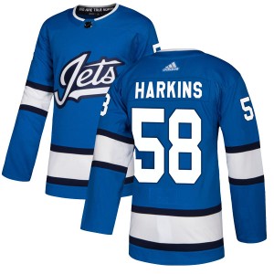 Jansen Harkins Youth Adidas Winnipeg Jets Authentic Blue Alternate Jersey