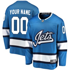 Custom Youth Fanatics Branded Winnipeg Jets Breakaway Blue Custom Alternate Jersey
