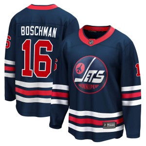 Laurie Boschman Men's Fanatics Branded Winnipeg Jets Premier Navy 2021/22 Alternate Breakaway Player Jersey