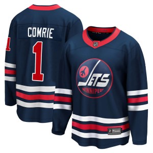 Eric Comrie Men's Fanatics Branded Winnipeg Jets Premier Navy 2021/22 Alternate Breakaway Player Jersey