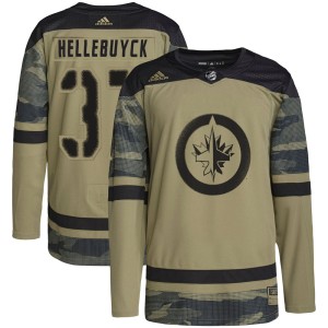 Connor Hellebuyck Youth Adidas Winnipeg Jets Authentic Camo Military Appreciation Practice Jersey