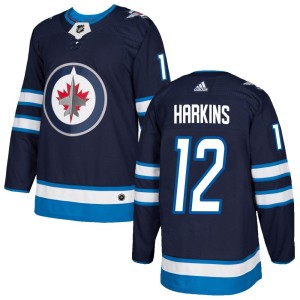 Jansen Harkins Men's Adidas Winnipeg Jets Authentic Navy Home Jersey