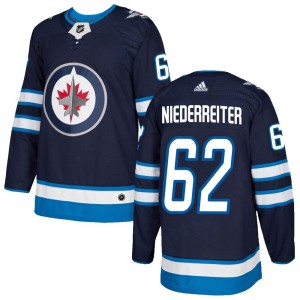 Nino Niederreiter Men's Adidas Winnipeg Jets Authentic Navy Home Jersey