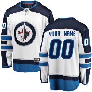 Custom Men's Fanatics Branded Winnipeg Jets Breakaway White Away Jersey