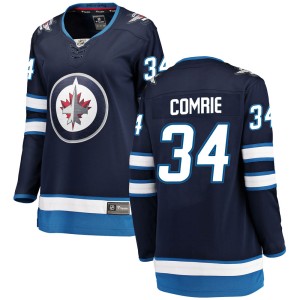 Eric Comrie Women's Fanatics Branded Winnipeg Jets Breakaway Blue ized Home Jersey