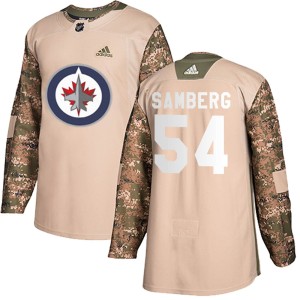 Dylan Samberg Men's Adidas Winnipeg Jets Authentic Camo Veterans Day Practice Jersey