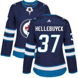 Connor Hellebuyck Women's Adidas Winnipeg Jets Authentic Navy Blue Home Jersey