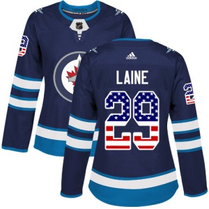Patrik Laine Women's Adidas Winnipeg Jets Authentic Navy Blue USA Flag Fashion Jersey