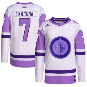 Keith Tkachuk Men's Adidas Winnipeg Jets Authentic White/Purple Hockey Fights Cancer Primegreen Jersey