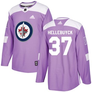 Connor Hellebuyck Men's Adidas Winnipeg Jets Authentic Purple Fights Cancer Practice Jersey