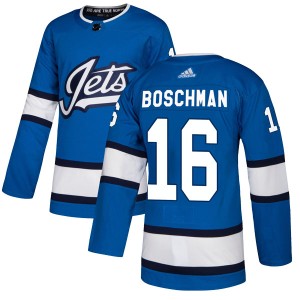 Laurie Boschman Men's Adidas Winnipeg Jets Authentic Blue Alternate Jersey