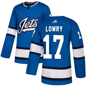 Adam Lowry Men's Adidas Winnipeg Jets Authentic Blue Alternate Jersey