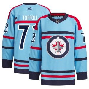 Tyler Toffoli Men's Adidas Winnipeg Jets Authentic Light Blue Anniversary Primegreen Jersey