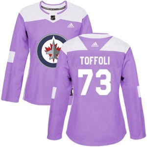 Tyler Toffoli Women's Adidas Winnipeg Jets Authentic Purple Fights Cancer Practice Jersey