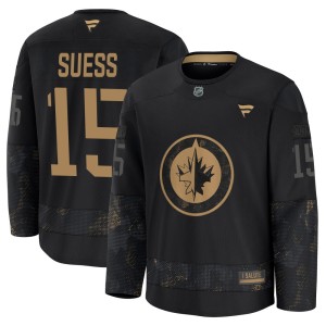 C.J. Suess Youth Fanatics Winnipeg Jets Premium Black 2024 Military Appreciation Practice Jersey