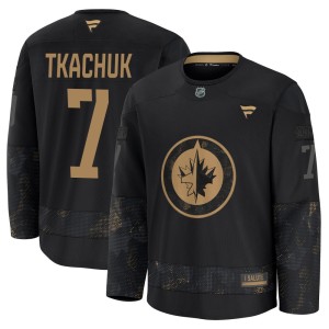 Keith Tkachuk Youth Fanatics Winnipeg Jets Premium Black 2024 Military Appreciation Practice Jersey
